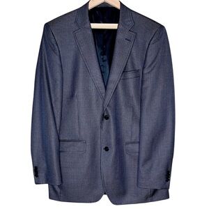 di Milano Uomo Classic Two Button Silk Wool Blue Blazer Sports Jacket Mens 42L